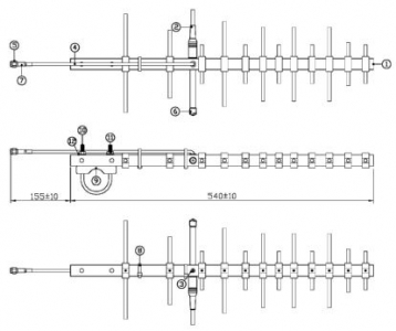 3G/4G/GSM Yagi antenna 12dBi 30cm cable, SMA, 700-2600M 3G/4G-antennit