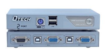 DTECH KVM 2-port USB 2.0+VGA+PS/2 KVM-kytkimet ja -kaapelit