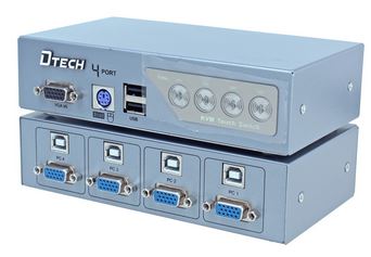 DTECH KVM 4-port USB 2.0+VGA+PS/2 KVM-kytkimet ja -kaapelit