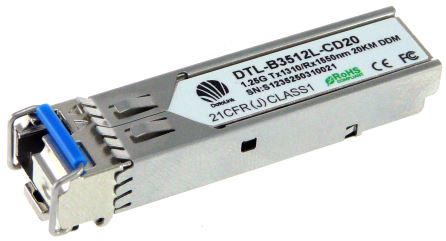 SFP 1000Base-BX BIDI 20km, Tx1310 Rx1550 Singlemode WDM, 1.25G, LC, DDM SFP-modu