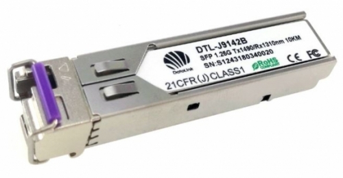 SFP 1000Base-BX BIDI 10km, Tx1490 Rx1310 Singlemode WDM, 1.25G, LC, DDM