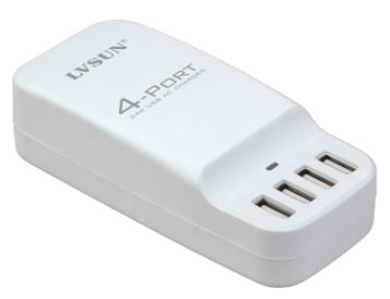 LVSUN USB Charger 4-port, 34W/6.8A Desk-type, White