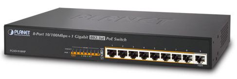 "8x10/100 (8x PoE+) + 1G Switch 130W IEEE802.3af  13""" PoE-kytkimet