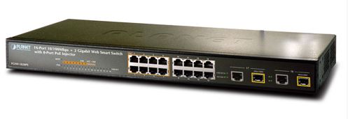 "16x10/100 (8x PoE)+2xSFP 110W IEEE802.3af Web-smart 19"""