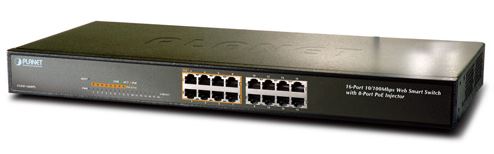 "16x10/100 (8x PoE) Switch 110W IEEE802.3af Web-smart 19"""