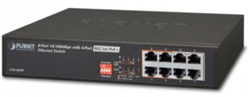 "8x10/100 (4x PoE) Switch 65W IEEE802.3af 10""" PoE-kytkimet