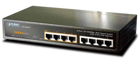 "8x10/100 (4x PoE) Switch 65W IEEE802.3af Web-smart 10""" PoE-kytkimet
