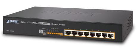 "8x10/100 (8x PoE+) Switch 150W IEEE802.3at  13""" PoE-kytkimet