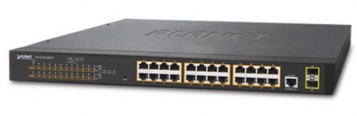 24x10/100/1000 (24x PoE+) 2xSFP 300W SNMP/Smart managed PoE-kytkimet