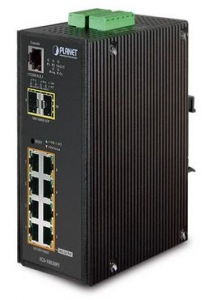 8xGiga PoE 2xSFP, -40...+75C Industrial Switch SNMP, IP30 Industrial PoE