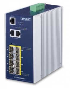 2xGiga+8x100/1000 SFP, -40...+75C Industrial Switch SNMP, IP30 Teollisuus-Ethern