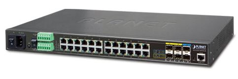 24x1000T@4xSFP+4x10G SFP+, -40...+75C Industrial L3 Switch 19" SNMP