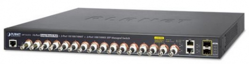 IPv4/IPv6, 16-Port Coax + 2xGbit+2xSFP Managed Switch, PoE 440W