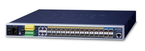 24x100/1000 SFP+4x10G TP SNMP-management AC+DC PSU, DI/DO Kytkimet hallittavat