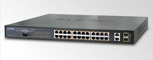 24x10/100 PoE+ 2G 400W L2/L4 SNMP PoE-kytkimet