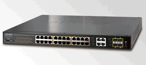 "28xGiga (24x PoE) +4xGb 180W IEEE802.3af SNMP 19""" PoE-kytkimet