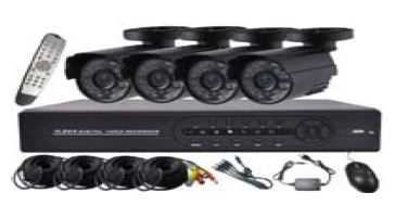 "SECTEC 4-ch DVR kit, 4x Bullet 1/3"" CMOS, 600tvl, IR CUT" Analoginen kameraval