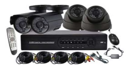 "SECTEC 4-ch DVR kit, 2x Bullet+2x Dome 1/3"" CMOS, 600tvl, IR CUT" Analoginen k