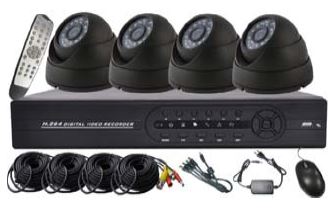 "SECTEC 4-ch DVR kit, 4x Dome 1/3"" CMOS, 600tvl, IR CUT" Analoginen kameravalvo