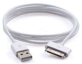 USB to iPhone/iPad 30-pin cable 1m, white USB-kaapelit