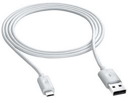 USB to Micro USB cable 1m, white USB A - Micro B USB-kaapelit